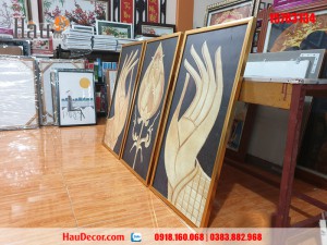 Tranh treo tường hiện đại 3D bộ 3 bức Bàn Tay Đức Phật 15783134